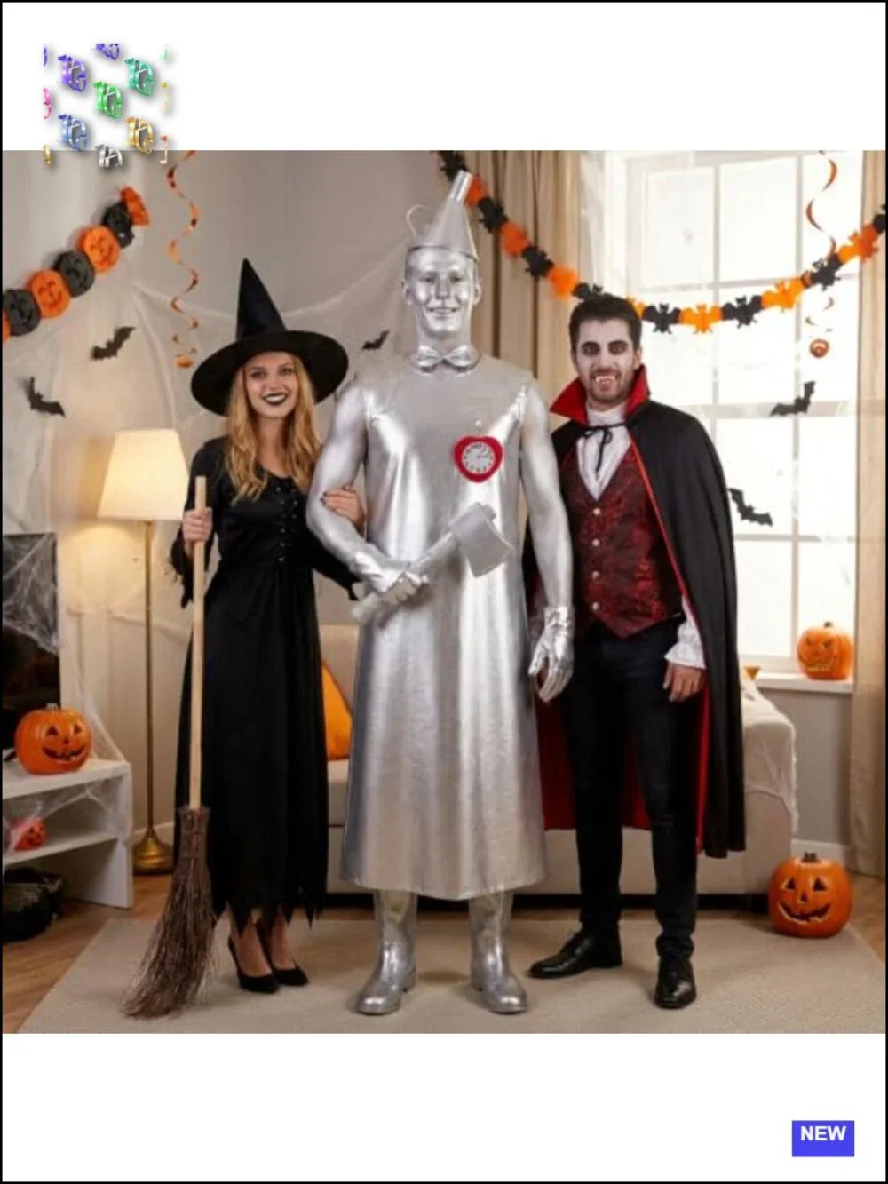 Silver Tin Man Halloween Costume with Funnel Hat Axe Accessories